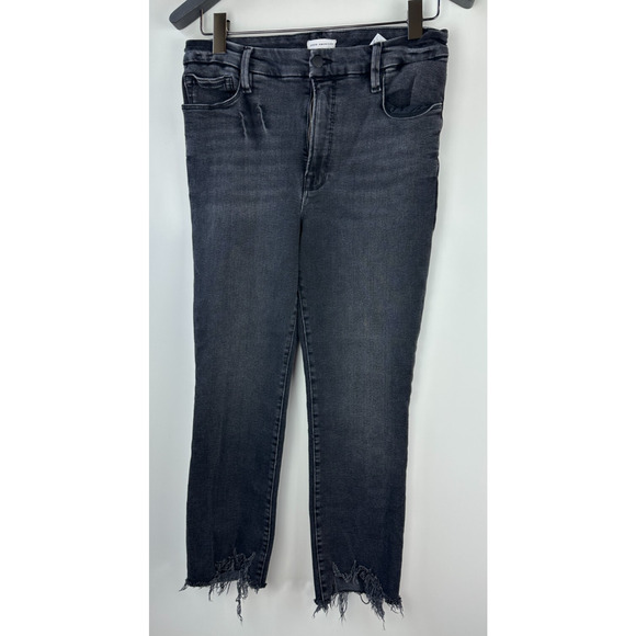 Good American Good Classic Chewed High Waist Ankle Skinny Jeans Black 10 / 30 - Picture 2 of 13